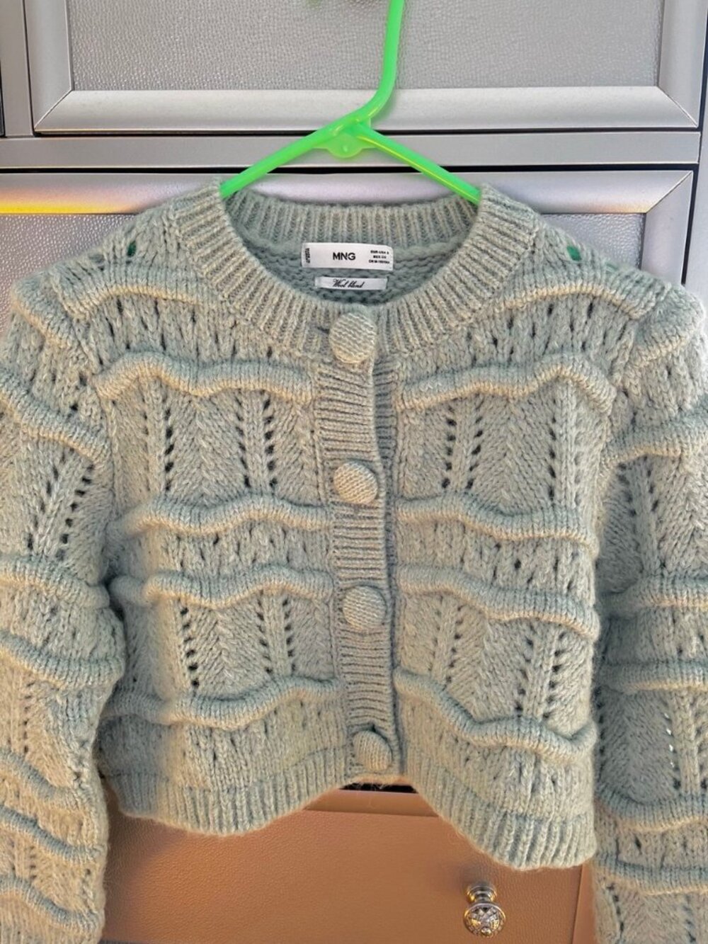 Mango Beautiful Mint Wool Blend Cropped Cardigan - Picture 8 of 12